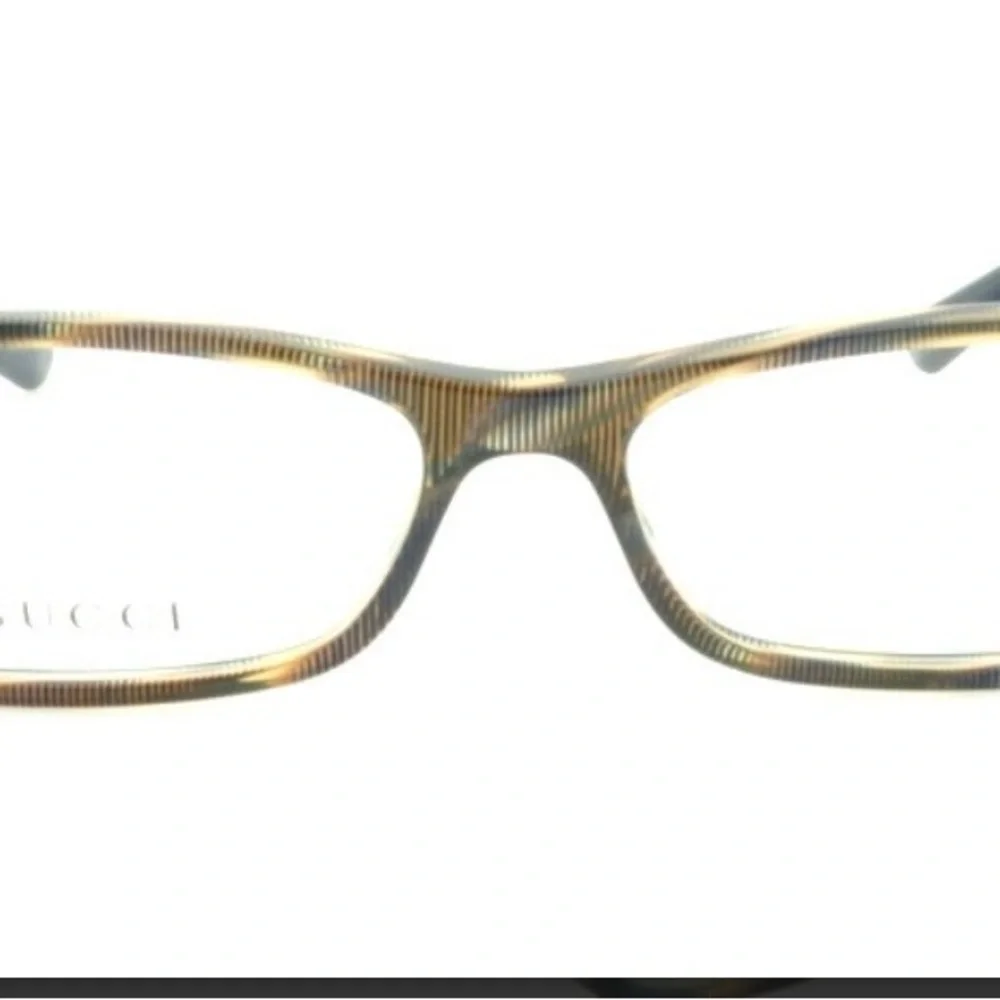 Gucci Blue Temple Tortoiseshell Front presentation Eyeglasses with Gold Logo